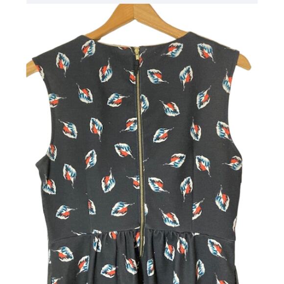 Black FEATHER Pattern Dress - Maison Jules - Sleeveless Surplice Dress - M - Picture 6 of 8